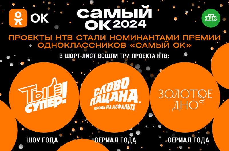 Проекты НТВ стали номинантами премии Одноклассников «Самый ОК»